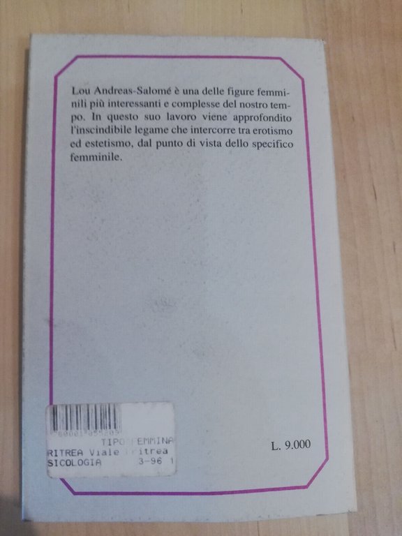 Il tipo femmina, Lou Andreas-Salomé, Mimesis, 1992, Fuori catalogo