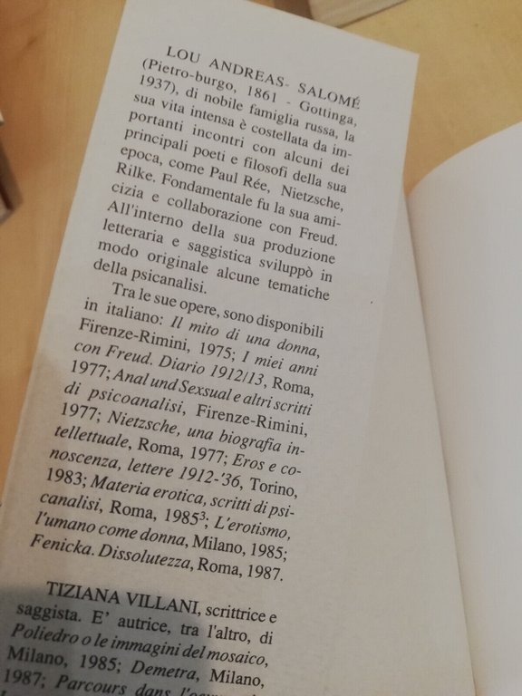 Il tipo femmina, Lou Andreas-Salomé, Mimesis, 1992, Fuori catalogo
