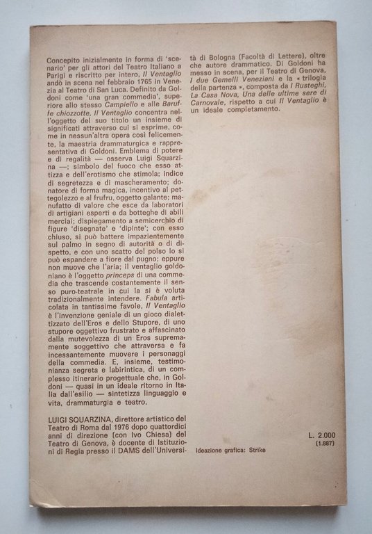 Il ventaglio, Carlo Goldoni, Luigi Squarzina, Teatro di Roma, Officina, …