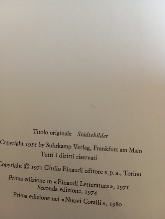 Immagini di città, Walter Benjamin, Einaudi, 1980