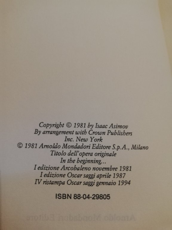 In principio. Il libro della Genesi interpretato, Isaac Asimov, 1994, …