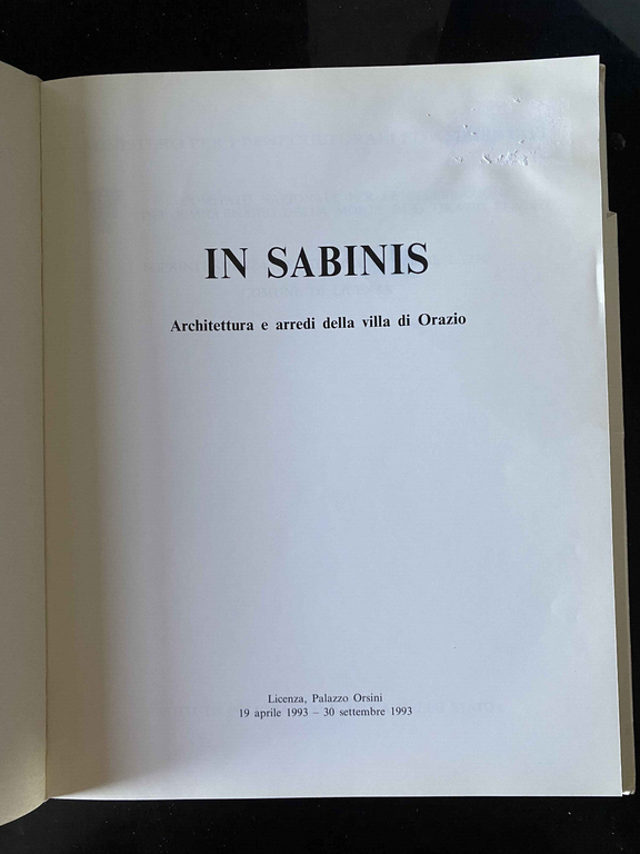 In Sabinis. Architettura e arredi della villa di Orazio, 1993