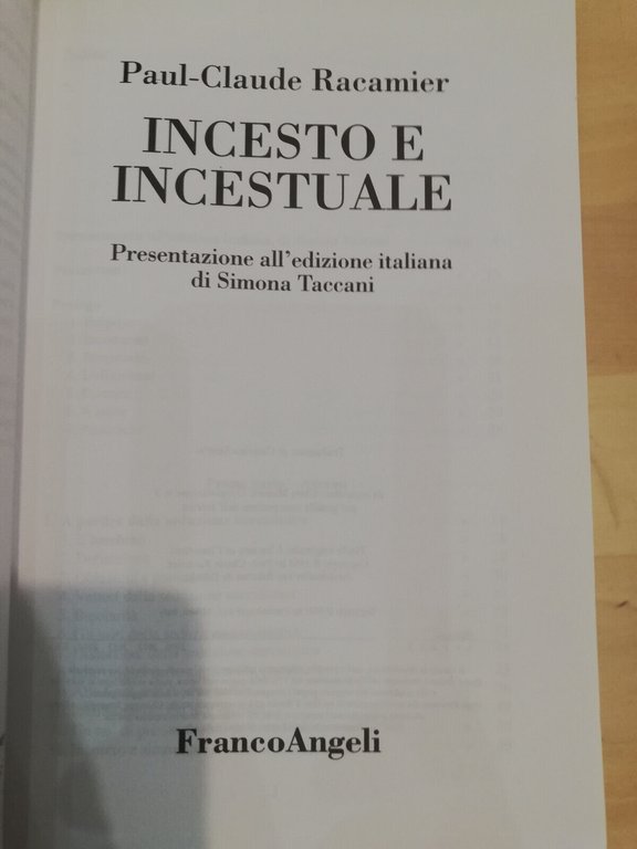 Incesto e incestuale, Paul-Claude Racamier, Franco Angeli, 2015