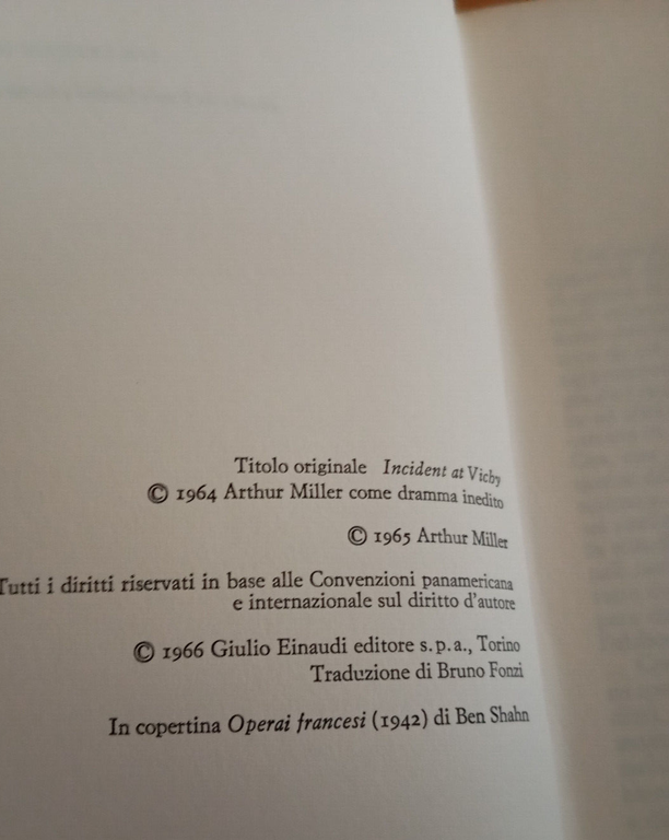 Incidente a Vichy, Arthur Miller, Einaudi Teatro, 1966