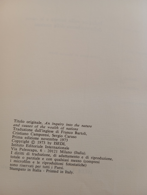 Indagine sulla natura e le cause della ricchezza delle nazioni, …