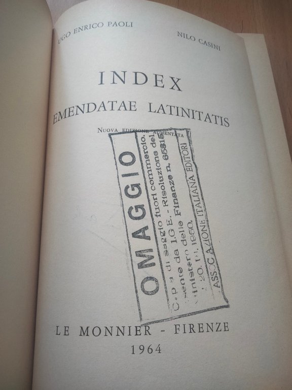 Index emedatae latinitatis, Paoli - Casini, Le Monnier, 1964 | Immagine Gallery 5