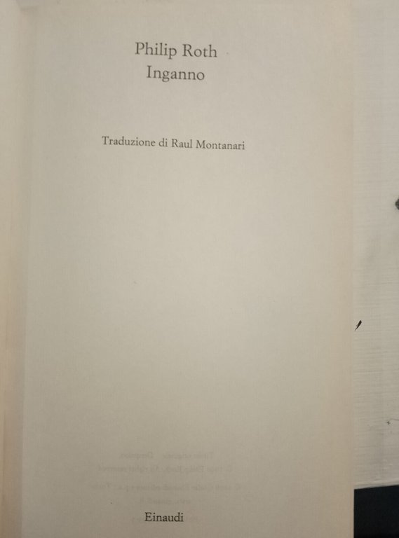 Inganno, Philip Roth, Einaudi, 2006