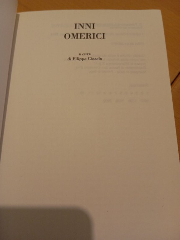 Inni omerici, a cura di Filippo Cassola, Testo a fronte, …