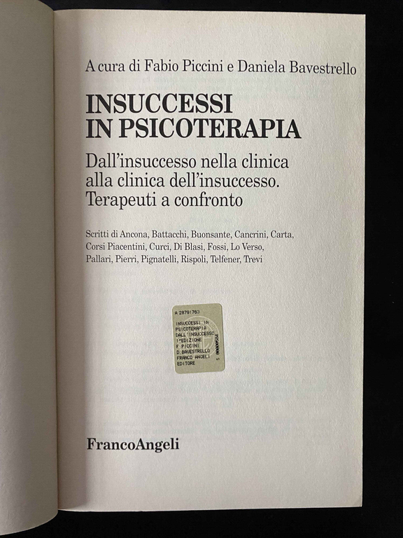 Insuccessi in psicoterapia, Piccini - Bavestrello, Franco Angeli, 1996