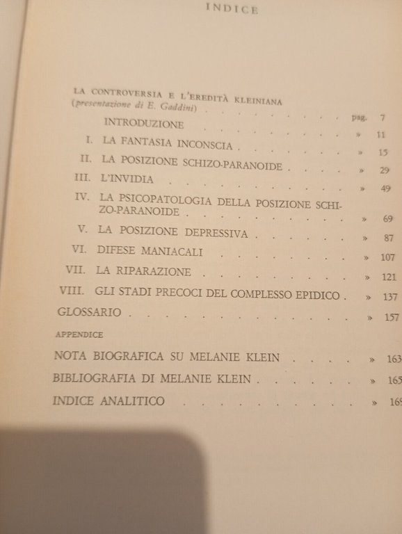 Introduzione all'opera di Melanie Klein, Hanna Segal, Martinalli, 1968