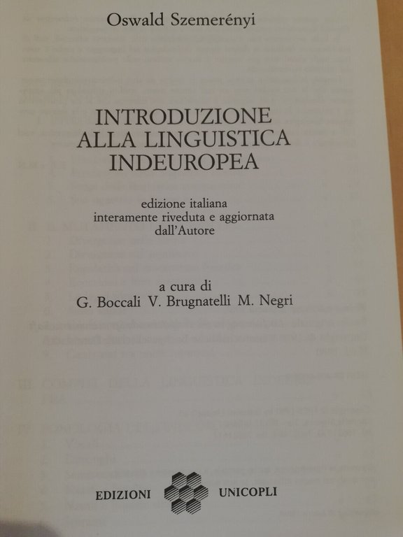 Introduzione alla linguistica indeuropea, Oswald Szemereyi, Unicopli