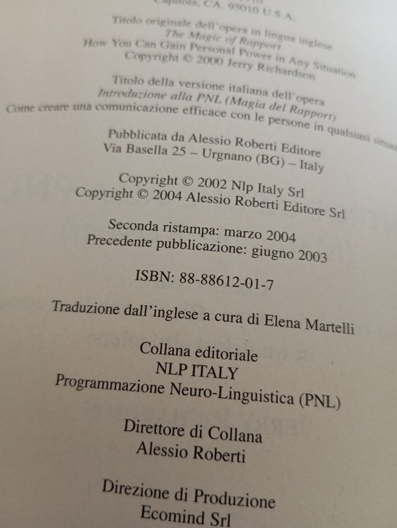 Introduzione alla PNL. Magia del rapport, Jerry Richardson, 2004