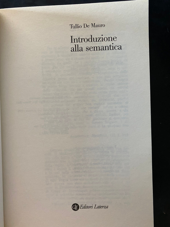 Introduzione alla semantica, Tullio De Mauro, Laterza, 1999