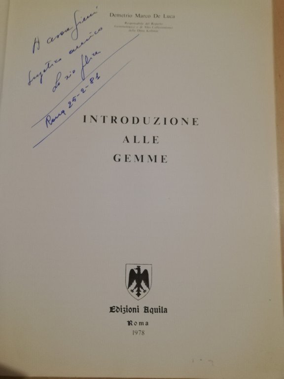 Introduzione alle gemme, Demetrio Marco De Luca, 1978, Edizioni Aquila