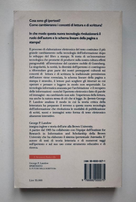 Ipertesto. Il futuro della scrittura, George P. Landow, Baskervile, 1993
