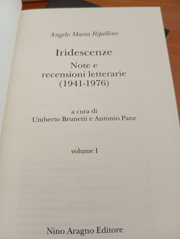 Iridescenze Note e recensioni letterarie due volumi A. M. Repellino, …
