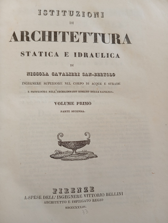 Istituzioni di architettura statica e idraulica N. Cavalieri 2 vol …
