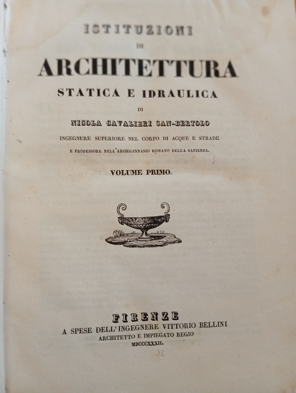 Istituzioni di architettura statica e idraulica, Nicola Cavalieri, 3 vol. …