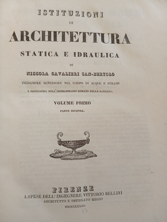 Istituzioni di architettura statica e idraulica, Nicola Cavalieri, 3 vol. …