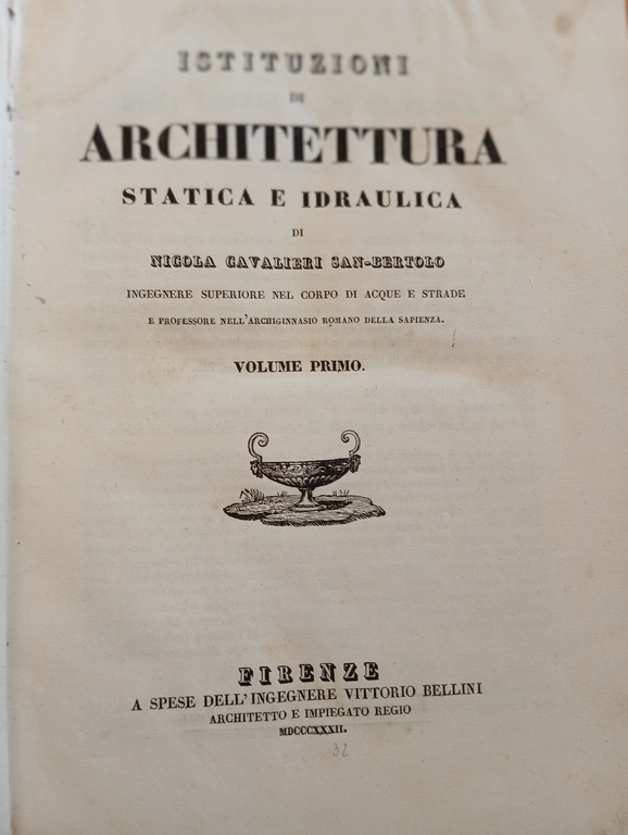 Istituzioni di architettura statica e idraulica N. Cavalieri 2 vol …