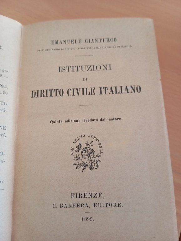 Istituzioni di diritto civile italiano, Emanuele Gianturco, Barbera, 1899 | Immagine Gallery 2