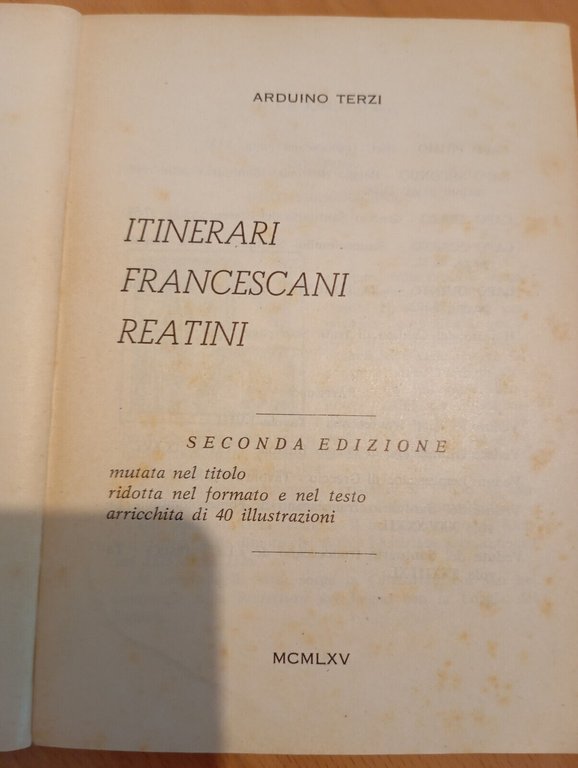 Itinerari francescani reatini, Arduino Terzi, 1965