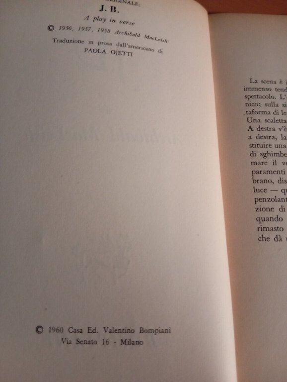 J.B., Archibald MacLeish, Bompiani, 1960