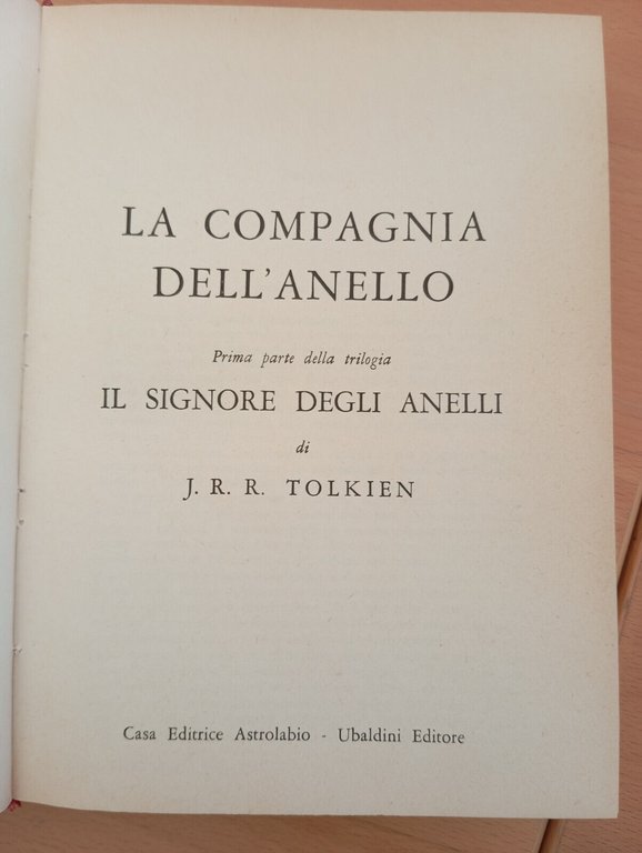 J. R. R. Tolkien, la compagnia dell'anello, Astrolabio, 1967, cartina …