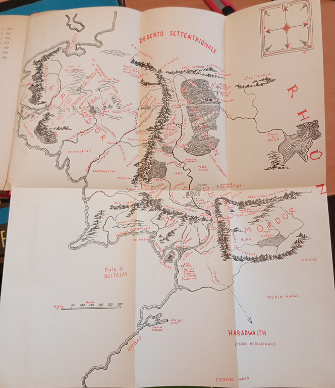 Tolkien signore anelli compagnia dell'anello Astrolabio 1967 mappa perfetta!