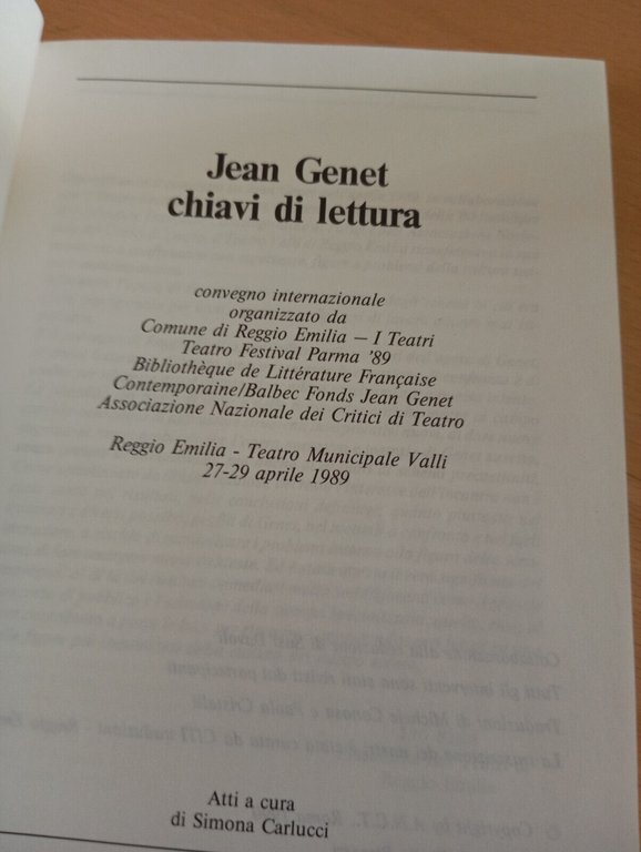 Jaen Genet. Chiavi di lettura, AAVV Simona Carlucci, 1990