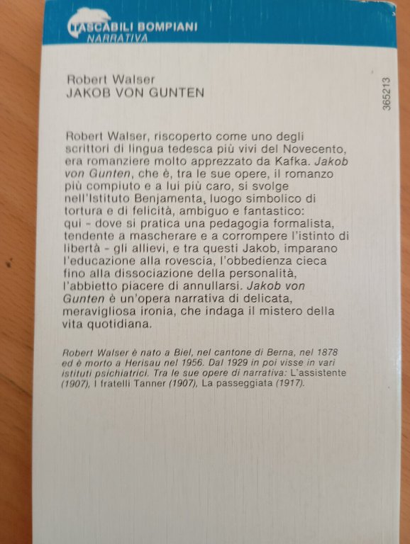 Jakob von Gunten, Robert Walser, Bompiani, 1982