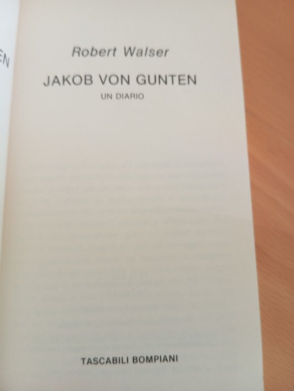 Jakob von Gunten, Robert Walser, Bompiani, 1982