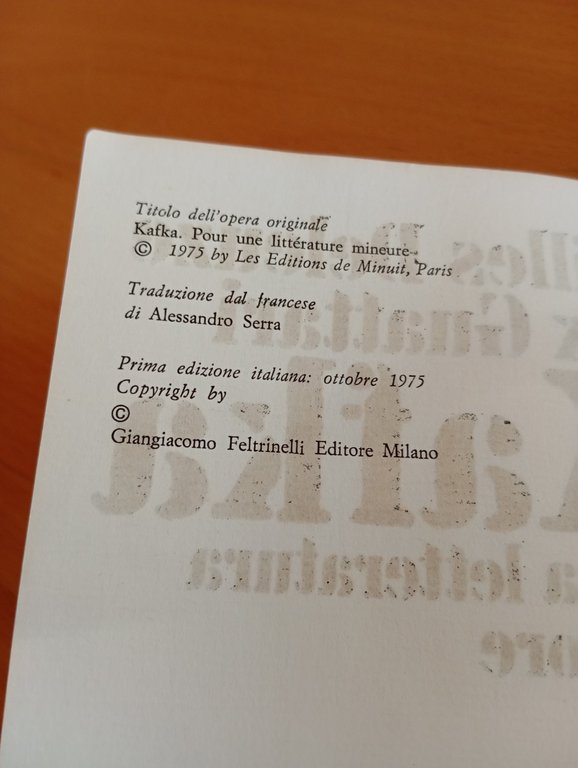 Kafka. Per una letteratura minore, G. Deleuze - F. Guattari, …