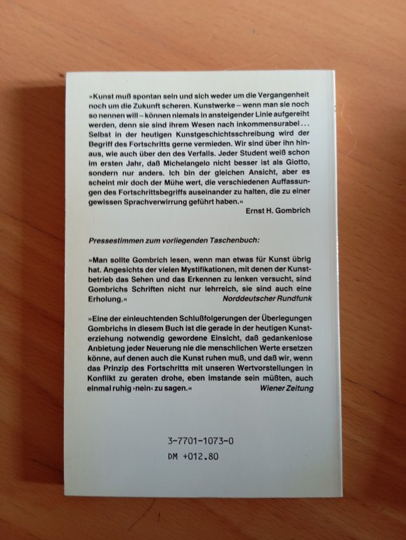 Kunst und Fortschritt, Ernst Gombrich, Dumont, 1987