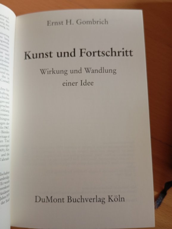 Kunst und Fortschritt, Ernst Gombrich, Dumont, 1987