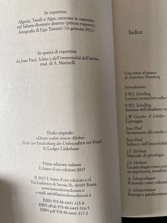 L'Africa interiore, Ludger Lutkehaus, L'asino d'oro, 2015