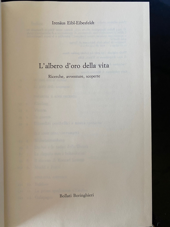 L'albero d'oro della vita, Irenaus Eibl-Eibesfeldt, Bollati Boringhieri, 1994