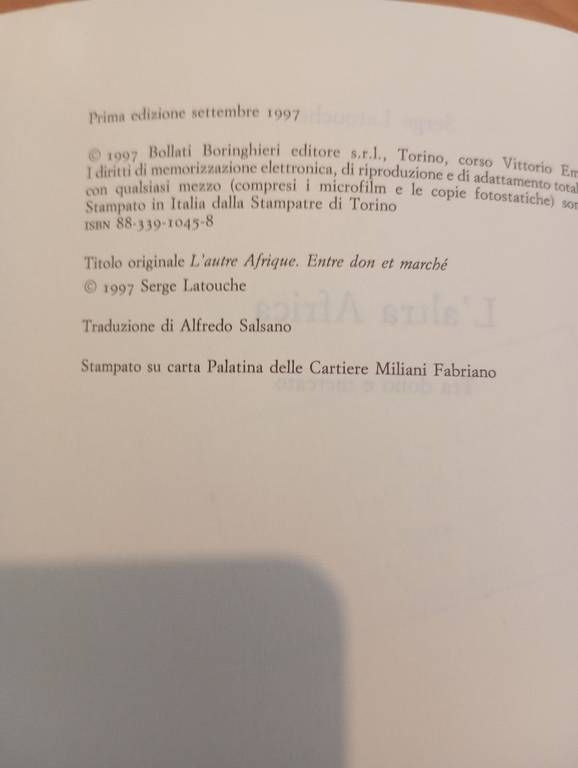L'altra Africa. Tra dono e mercato, Serge Latouche, Bollati Boringhieri, … | Immagine Gallery 22
