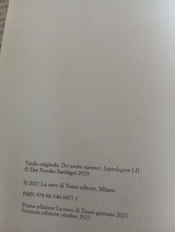 L'altro nome, Settologia 1-2, Jon Fosse, La nave di Teseo, …