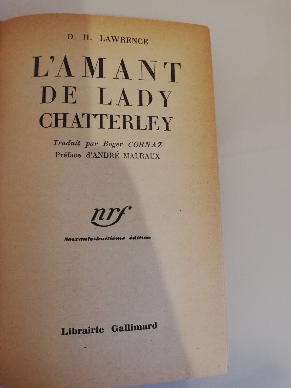 L'amant de Lady Chatterley, D. H. Lawrence, 1932, Gallimard, en …