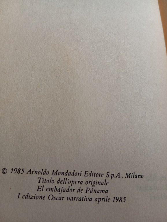 L'ambasciatore di Panama, Marc Saudade, Mondadori, 1985 | Immagine Gallery 8