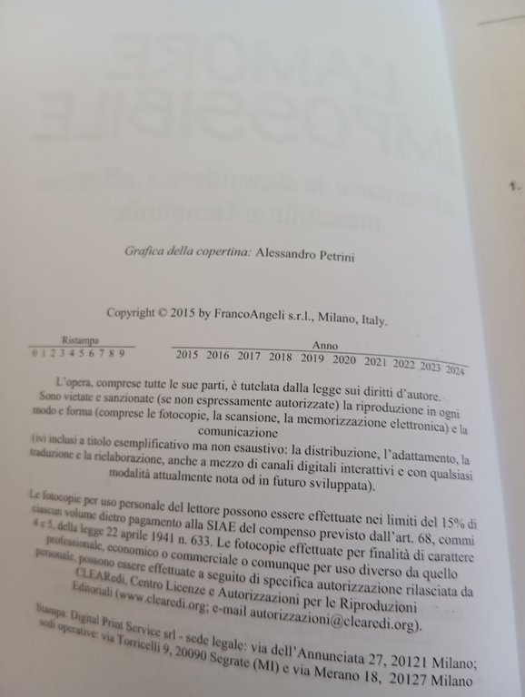 L'amore impossibile. Dipendenza affettiva, Nicola Ghezzani, Franco Angeli, 2015