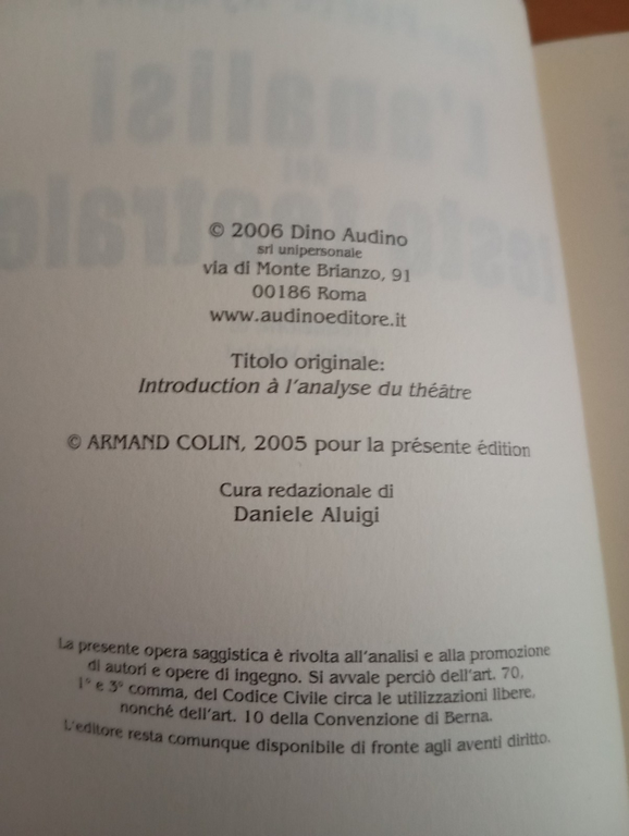 L'analisi del testo teatrale, Jean-Pierre Ryngaert, Dino Audino editore, 2006 | Immagine Gallery 6