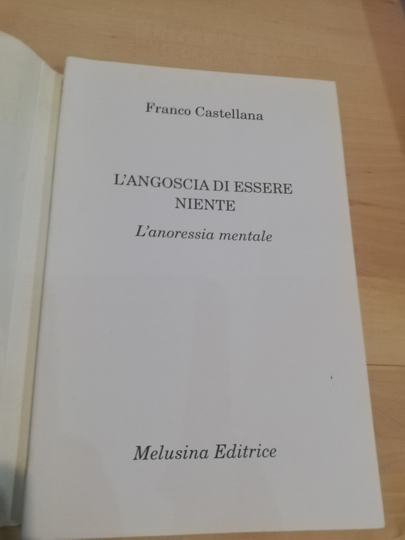 L'angoscia di essere niente. L'anoressia mentale, F. Castellana, Melusina, 1994