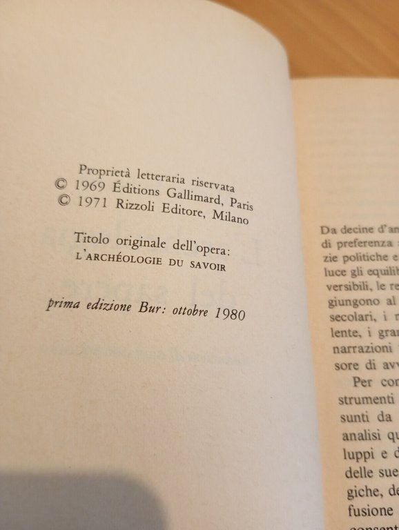 L'archeologia del sapere, Michel Foucault, Rizzoli, 1980