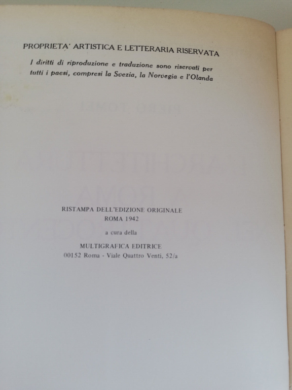 L'architettura a Roma nel Quattrocento, Piero Tomei, ristampa edizione 1942