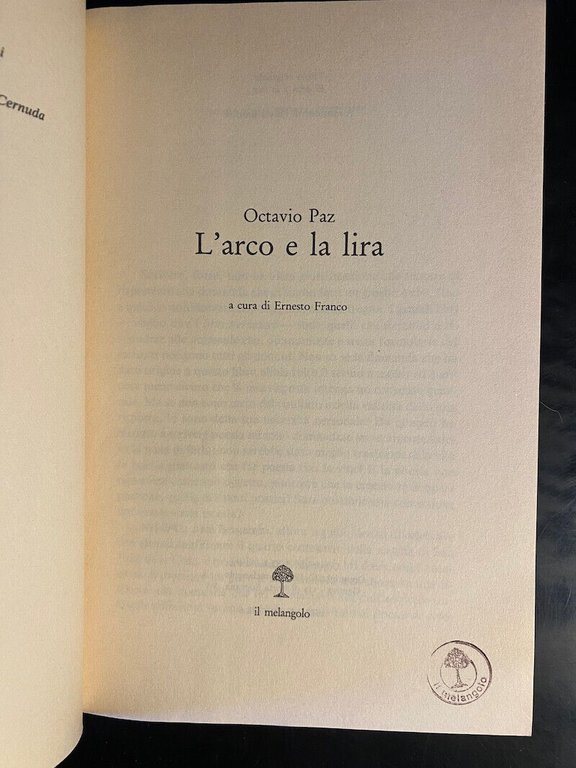 L'arco e la lira, Octavio Paz, 1991, Il Melangolo