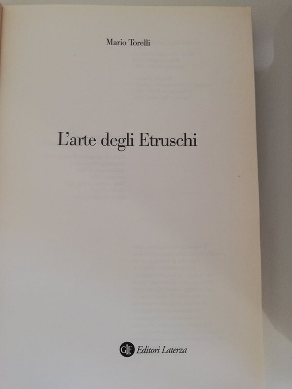 L'arte degli etruschi, Mario Torelli, 2001, Laterza