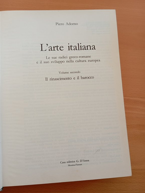 L'arte italiana, Piero Adorno, volume secondo rinascimento barocco, D'Anna, 1988