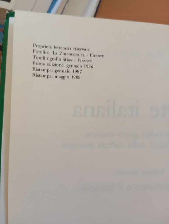 L'arte italiana, Piero Adorno, volume secondo rinascimento barocco, D'Anna, 1988
